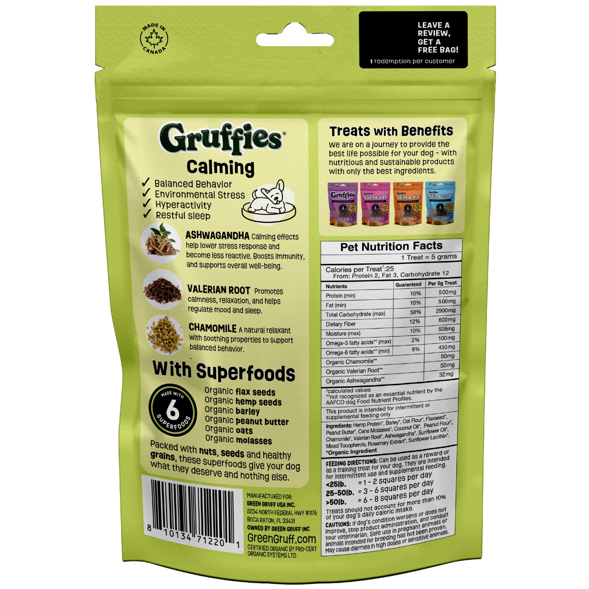 Gruffies Calming - Organic Dog Treats