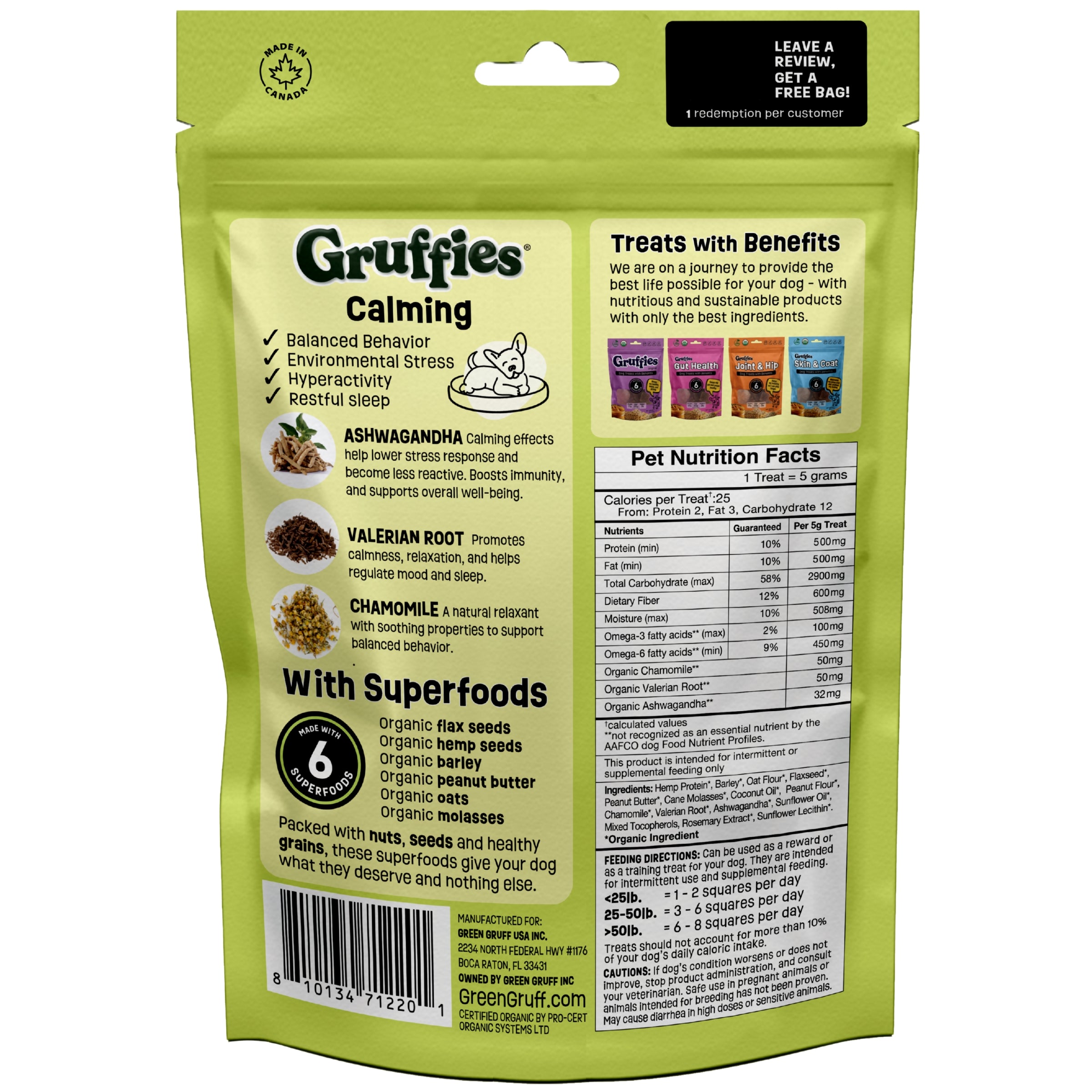 Gruffies Calming - Organic Dog Treats