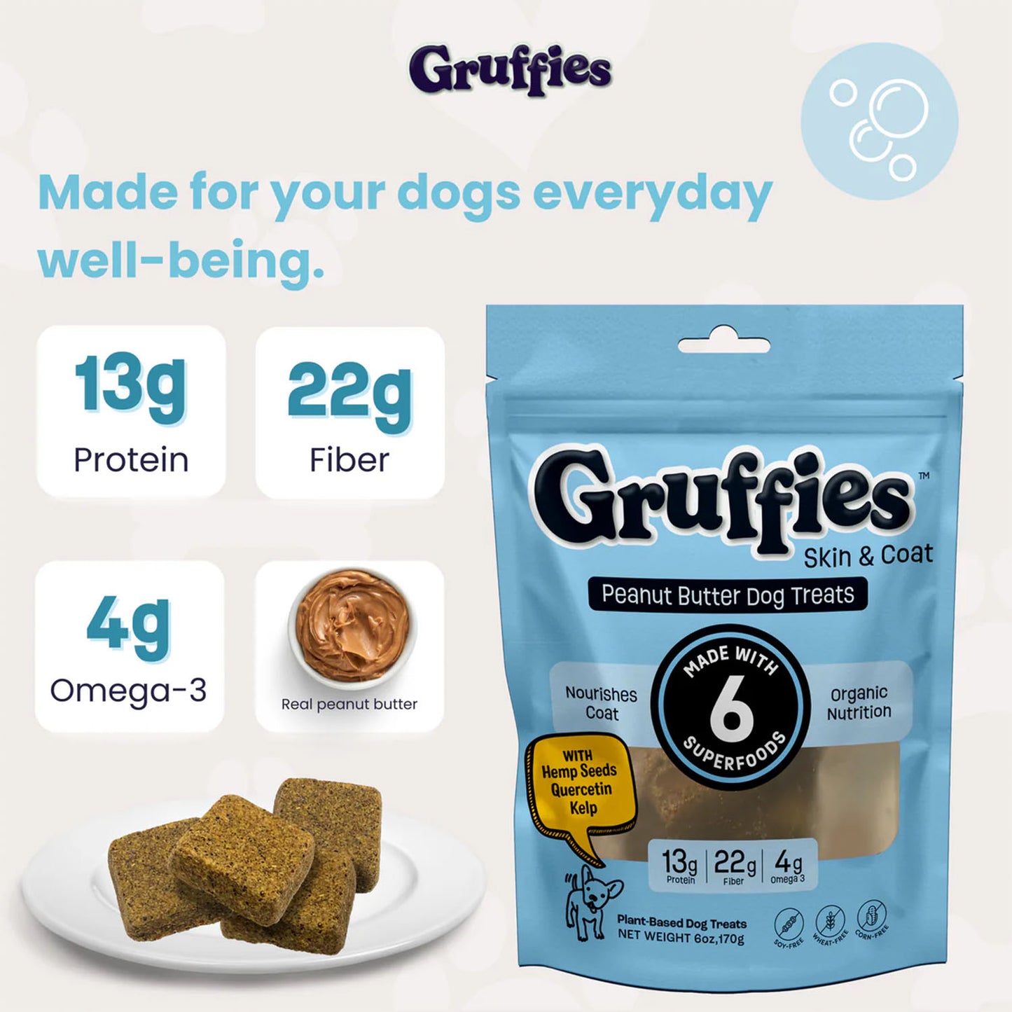 Gruffies Skin & Coat - All-Natural Dog Treats